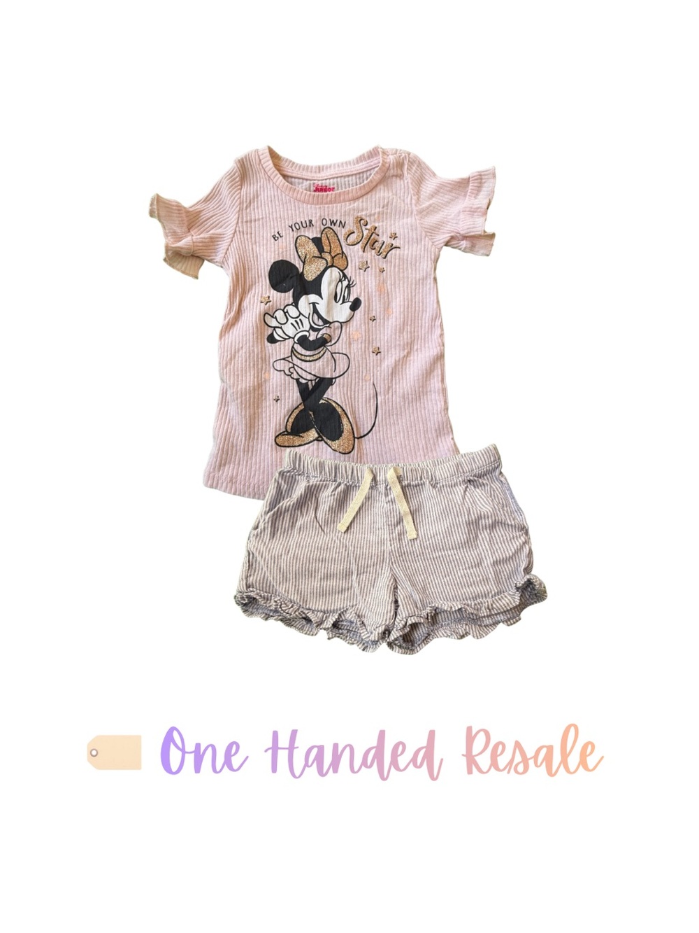 🌈 Minnie Mouse Disney Spring Outfit Carter’s Shorts Ruffle Hem Tee Set 3T